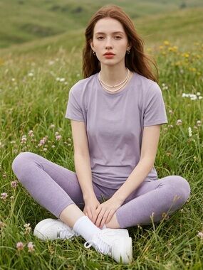 Lululemon Love Running Lavender Crewneck Pullover Stretch Women 4 Casual T Shirt